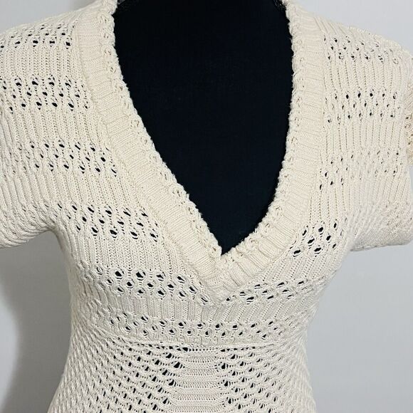 Calvin Klein Jeans Wm's S Sweater Knit 100% Cotton Tunic Top Short Sleeve Boho - Picture 2 of 11